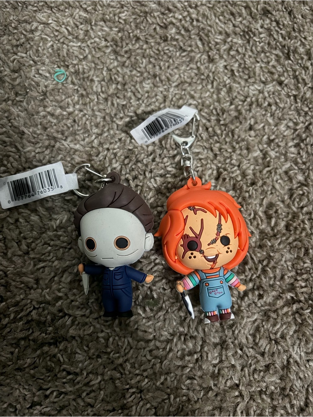 Kids Horror Character Keychain - Orange Chucky & Brown Michael Set